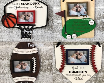 Vatertag Sport Bundle geschnitten Datei SVG für Glowforge Laser Cutter "God hit a Homerun", "Slam Dunk", "Hole-in-one", Touchdown"