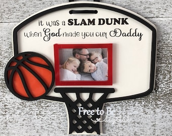 Basketball Väter Tag Slam Dunk geschnitten Datei SVG für Glowforge Laser Cutter "Es war ein SLAM DUNK" mit Variationen