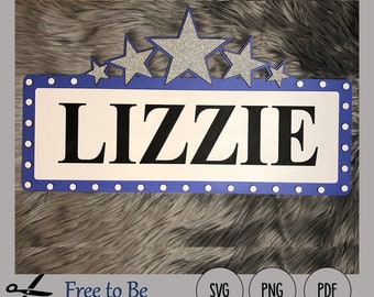 Stern Name Zeichen geschnitten Datei SVG für Glowforge, Laser-Cutter anpassbare Namen Marquee