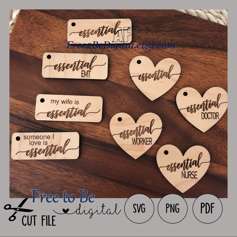 Download Essential Worker Keychain Cut File SVG for Glowforge Laser ...