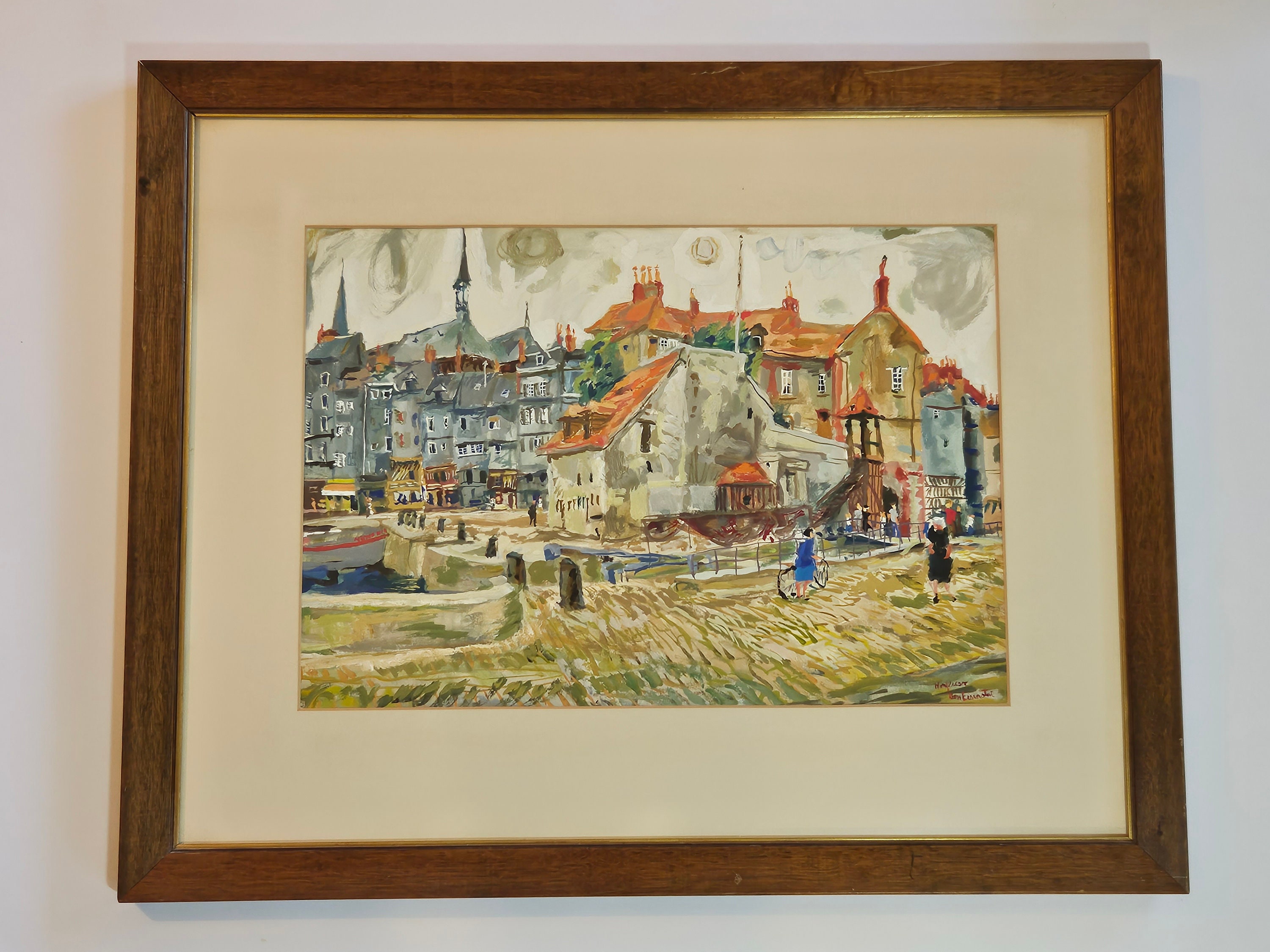 Painting By Ben Eisenstat (1915-2001) Watercolor Art - Wharf Scene