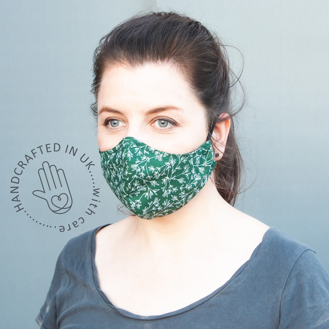 FACE MASK With Hepa Filter Pocket Handmade in UK / Botanical Etsy