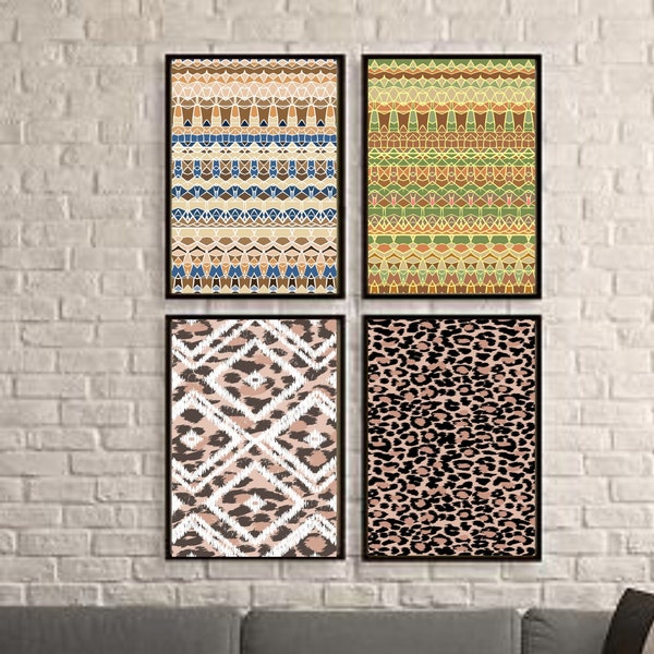 African Mud Cloth Geometric Tribal Print Printable Wall Art,African Pattern Art Home Decor Print,Set Of 4 Printable Wall Art