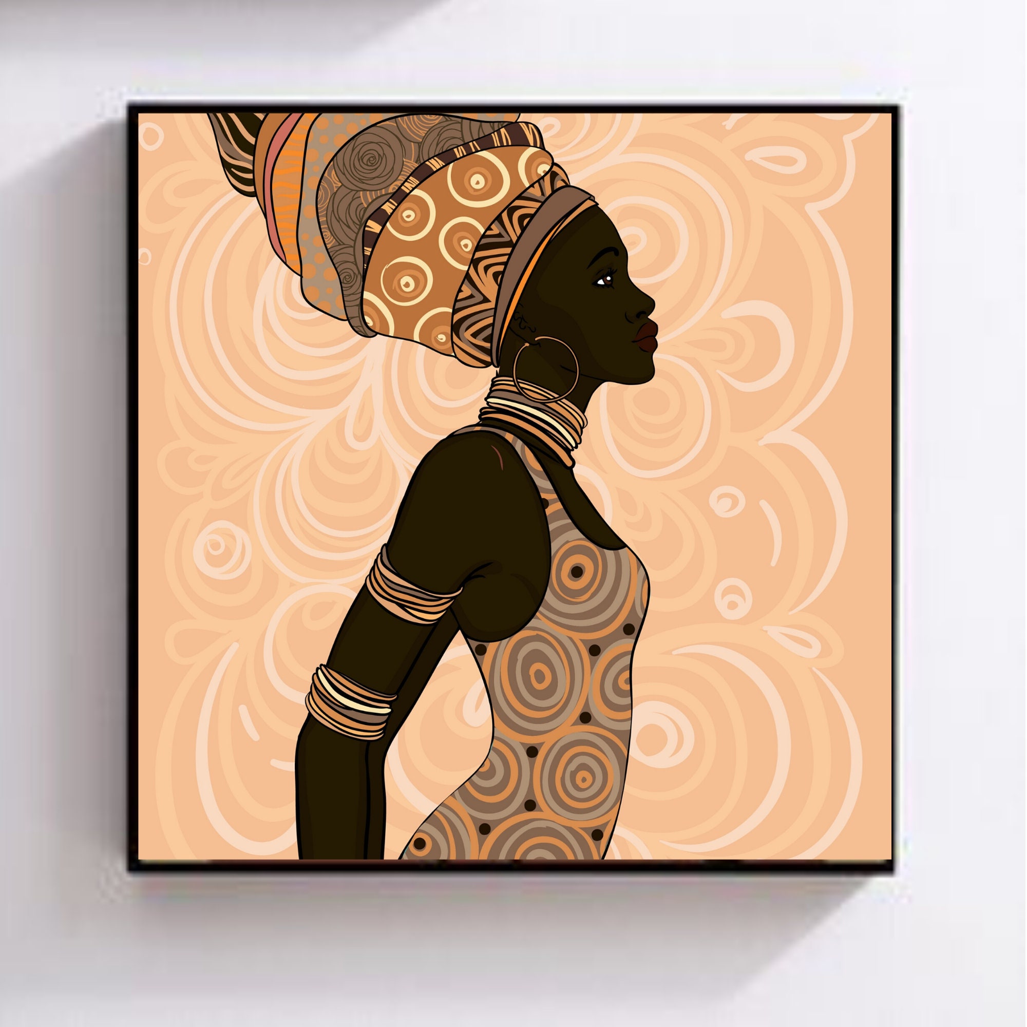 The Embrace: Afrocentric black art. Original canvas art by Oya Arts