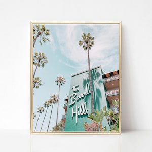 Beverly Hills Hotel Photo, Hotel Print, Hotel Poster, Palms Print,  Colored Poster Print, Pastel Tones Wall Art, Printable Poster, Fashion