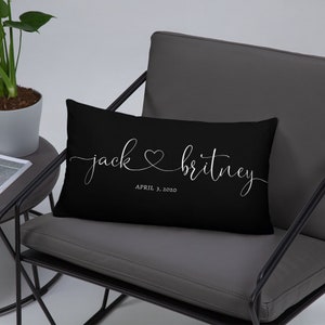 Black Basic Pillow| Decorative Pillow | Personalized Couple Names & Est Date|Farmhouse Throw Pillow | Wedding Anniversary Gift |