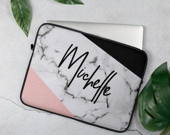 Personalized Name Laptop Sleeve, Pink and  Black aptop case, laptop sleeve 13inch, 15 inch laptop sleeve, MacBook cover, laptop cover