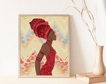 Character Diamond Painting, Digital African Woman Portrait Home Decoration Painting, African Woman Print Download