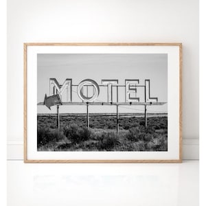 Motel print, DIGITAL DOWNLOAD,Large wall art, Black and White wall art, Retro decor,  print, Trendy wall decor, Horizontal poster