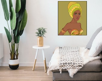 Character Diamond Painting, Digital African Woman Home Decoration Painting, African Woman Print Download