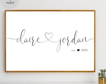 Personalized Couple Name Art, Couple Names Printable Art, Custom Print, Personalized Engagement Gift, Couple Name Print *DIGITAL DOWNLOAD*