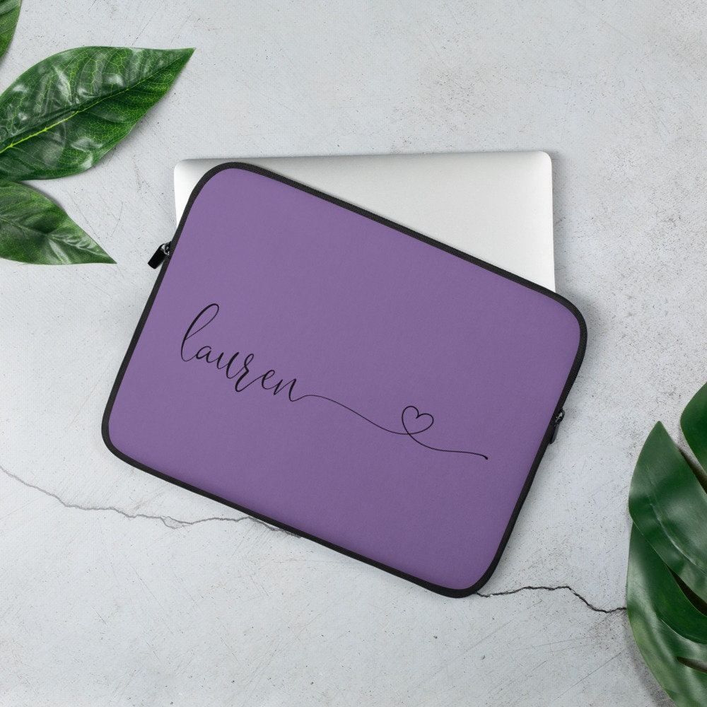 Personalized Name Laptop Sleeve Purple Laptop Case Laptop Etsy