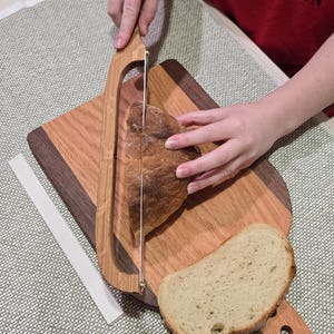 Handmade Wooden Bread Knife, Rustic Hardwood Bow Knife for Sourdough and Artisan Loaves