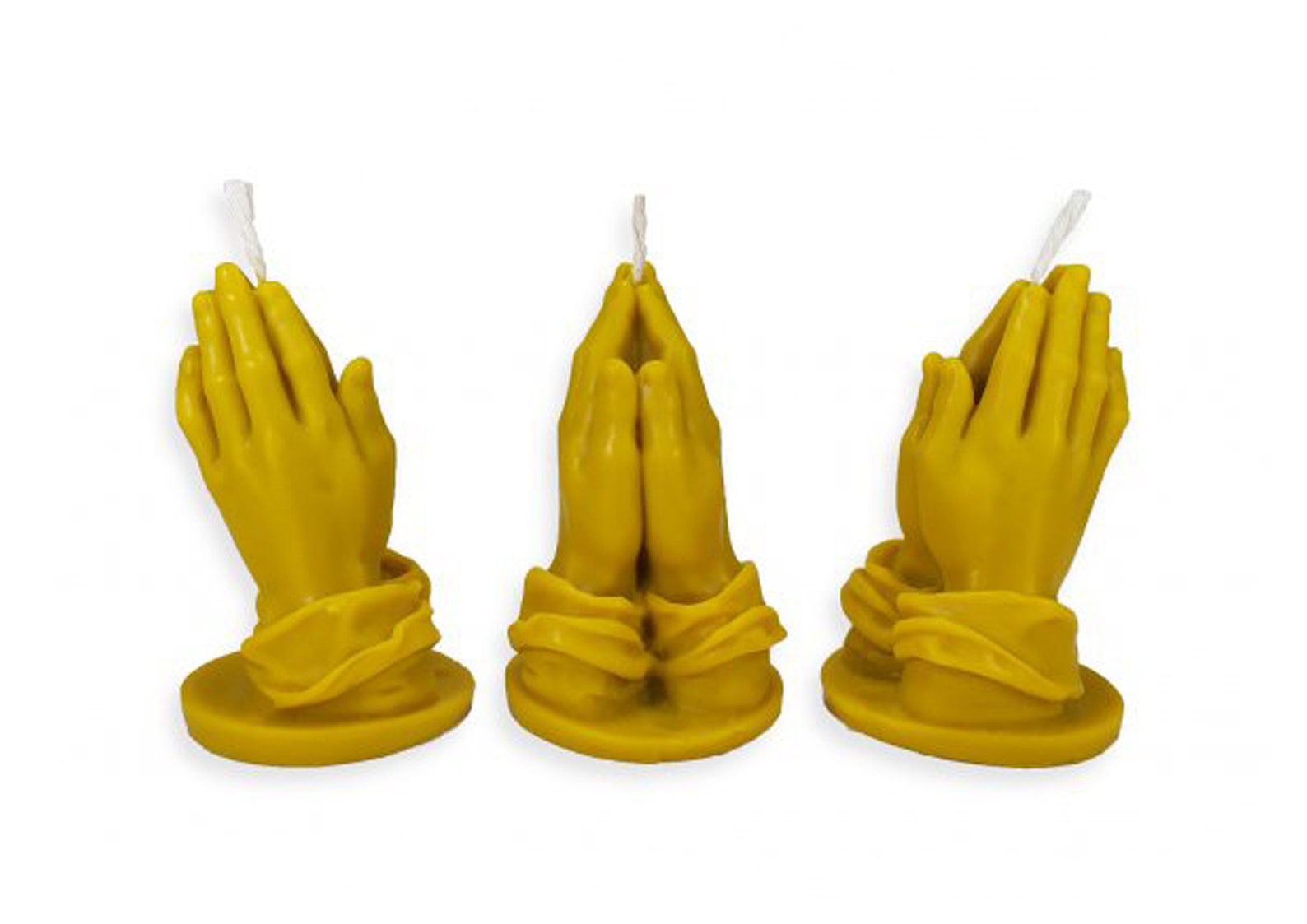 100 Beeswax Praying Hands Candle Yellow Candle Amen Hands Etsy