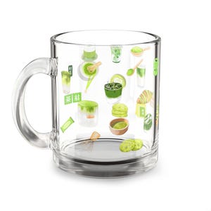 Matcha Aesthetic Glass Mug, Matcha Lover Gift, Green Tea Cup, Japanese Aesthetic Tea Mug, Matcha Enthusiast Kitchen Decor, Gift For Her