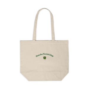 Matcha Social Club Canvas Tote Bag, Reusable Shopping Bag,  Matcha Lovers Gift, Gift For Her