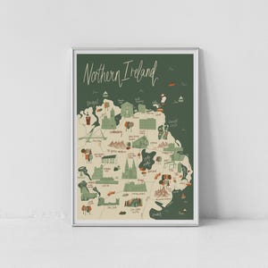 Northern Ireland Map Print Art North of Ireland Wall Art Irish roadtrip Souvenir Northern ireland coastal art print map