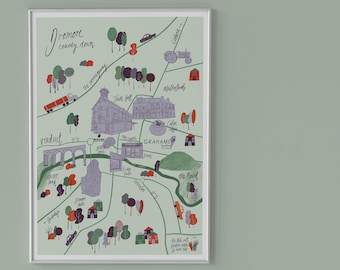 Dromore Karta County Down Konsttryck Väggdekor Nordirland