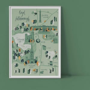 Carte illustrée de Hillsborough, Irlande du Nord Carte, château de Hillsborough, parc forestier de Hillsborough, Royal Hillsborough, Irlande du Nord