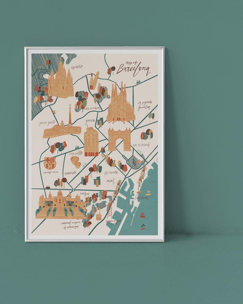 Barcelona Map Print Barcelona Spain Map Print Spanish Maps Espana 