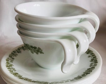 4 Butterfly Gold Coffee Cups and Saucers, Corelle Corning, Vitrelle Hook Handled Cups, Retro Kitchen, Vintage Corning Ware 4 Butterfly Gold Coffee Cups and Saucers, Corelle Corning, Vitrelle Hook Handled Cups, Retro Kitchen, Vintage Corning Ware
