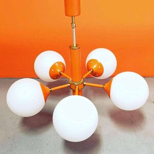 Vintage Ceiling Lamp / Sputnik Style / Orange Lamp / Space age / 70s Lamp / Bubble Pendant Lamp