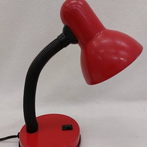 Vintage red desk lamp / Table lamp / Office lamp / Mid century red light / Space age / Desk, table decor / 80s