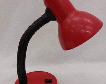 Vintage red desk lamp / Table lamp / Office lamp / Mid century red light / Space age / Desk, table decor / 80s