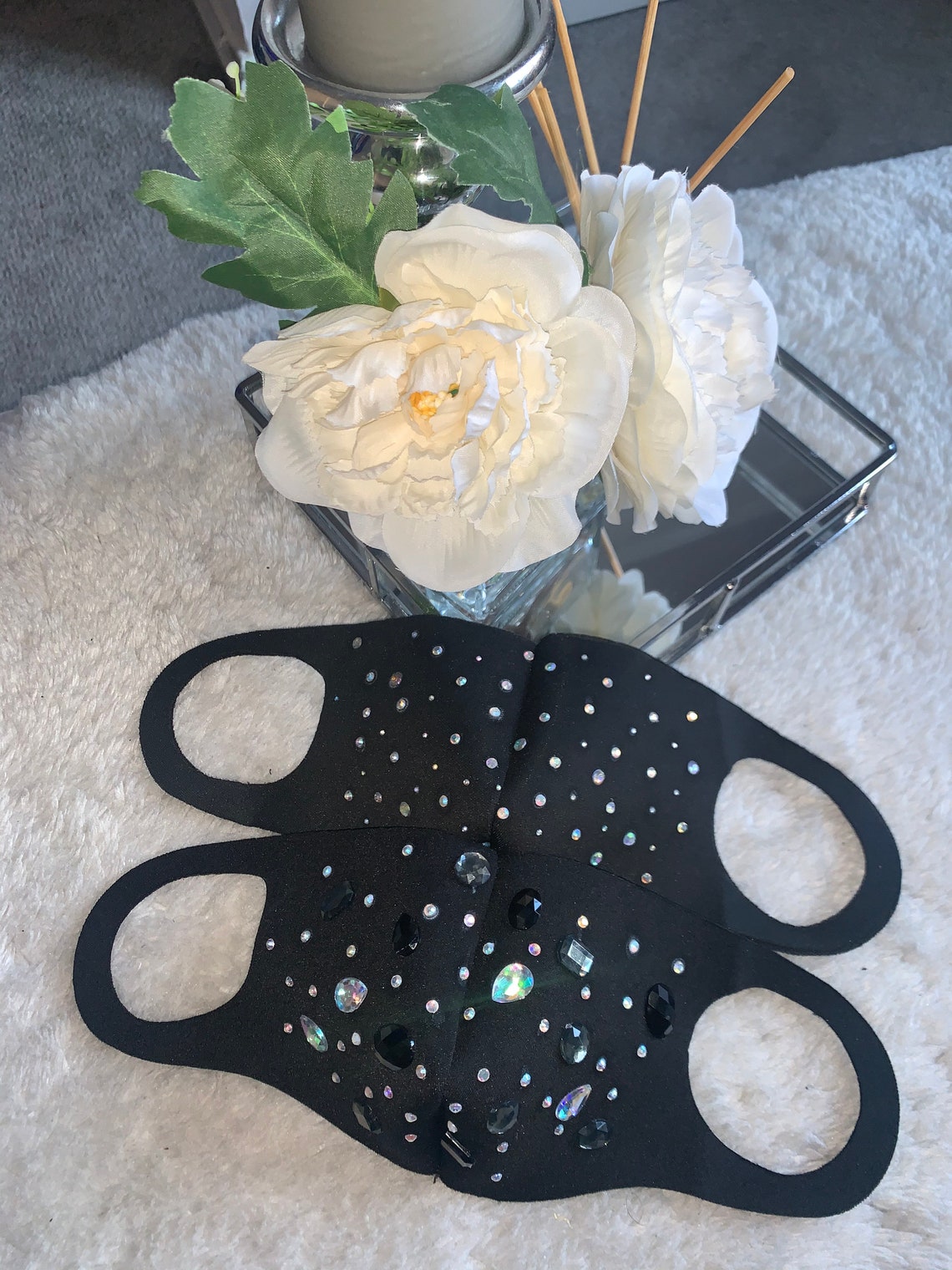 Face Mask Washable Gem Gemstone Rhinestone Sparkle Silver Etsy