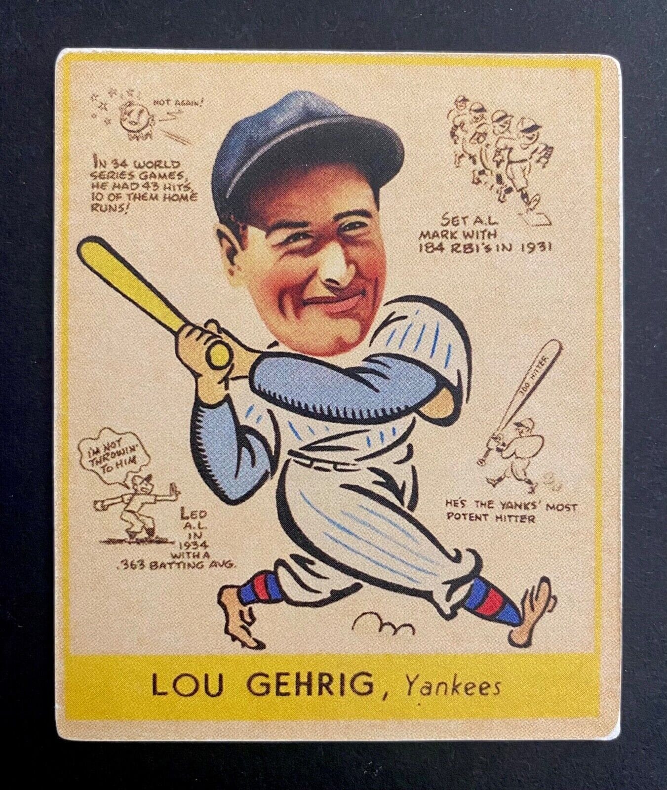 1938 Goudey “heads Up” Lou Gehrig - Limited Edition Only 100