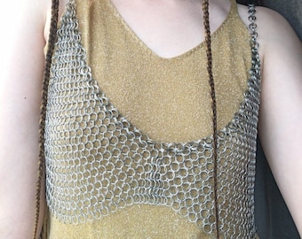 Handmade Chainmail Top Aluminum Butted Rings Body Jewelry Stylish Medieval Armor, Rave Outfit, Renaissance Faire Costume, Valentine Gift