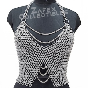 Handmade Chainmail Top Lightweight Metal Chain Layers, Aluminum Jump Ring, body Jewelry Medieval Ren Faire Costume, Festival Outfit
