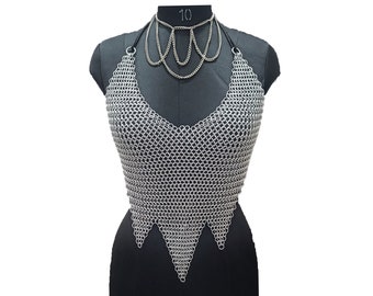 Medieval Aluminum Butted Chainmail Top 10mm Ring Handmade Cosplay Costume Ren Faire Festival Outfit, Mother's Day Gift