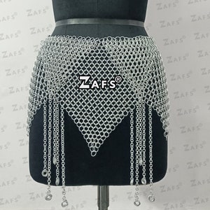 Chainmail Skirt Small Chain Layers, Aluminum jump Ring, Stylish and Fancy Medieval Mini Skirt, Rave Outfit, Viking Skirt, Valentine&#39;s Gift