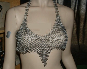 Handmade Aluminium Chainmail Bra Lightweight Top Festival Rave Outfit Medieval Armor Lingerie Cosplay Costume, Gift for Her