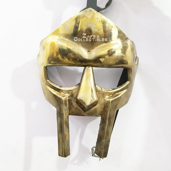 MF Doom Mask Mad-villain Mild Steel Face Armour Medieval Hand-Forged Doom mask Golden Antique, Halloween Gift