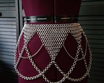 Chainmail Mini Skirt Swim Skirt Chainmaille Ornamental Belt Chainmail Belly Dance Belt Aluminium Handmade Gypsy Medieval Cosplay SCA LARP