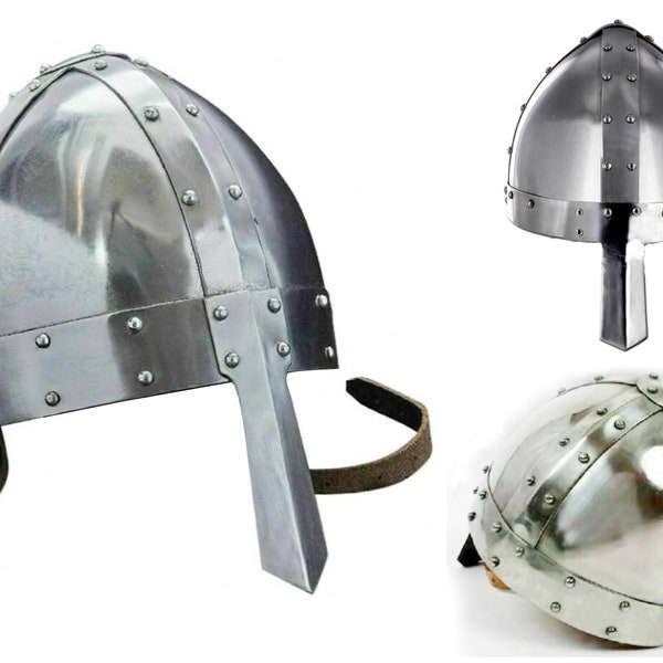 Casque nasal normand médiéval Une armure complète à porter avec une finition polonaise, une doublure gratuite Idéal pour la collection de décorations pour filles, cadeau de Noël SCA GN