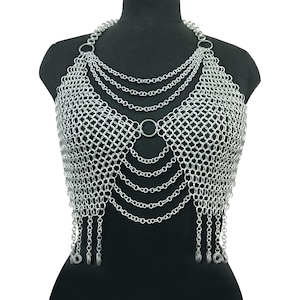 Cotte de mailles en aluminium, anneaux bout à bout de 10 mm, costume de festival fait main