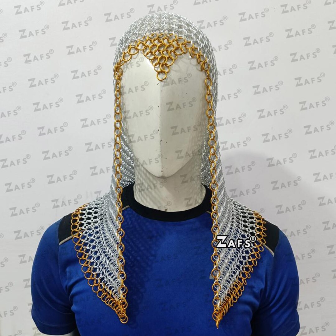 Handmade Aluminum Chainmail Coif 10MM Ring Unique Design Medieval ...