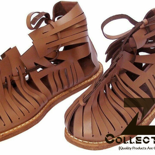 Medieval Roman Caligae Sandal, 300 Spartan King Leonidas Sandals Caligae Brown Footwear