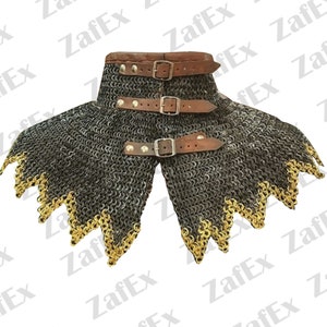 Middeleeuwse ridder bisschop mantelkraag plat geklonken met platte ring maliënkolder nekpantser Uniek ontwerp voor LARP-harnas Renaissance Faire