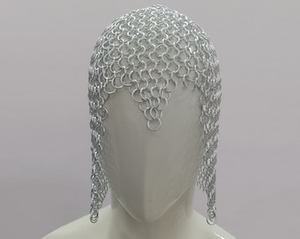 Aluminium Hood Chainmail Coif Chain mail Medieval Reenacment Armor SCA LARP Hood Coif Game Of Throne Chainmail Coif Aluminium Butted Replica