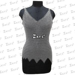 Chainmail Top Zig-Zag Design Aluminum Rave Outfit, Medieval Handmade Butted Chainmail Halter Top Ren Faire Costume, Halloween Gift