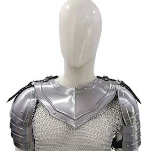 Handcrafted 18-Gauge Mild Steel Medieval Gorget with Pauldron Set Knight Armor for LARP, Cosplay, and Renaissance Faire Costumes
