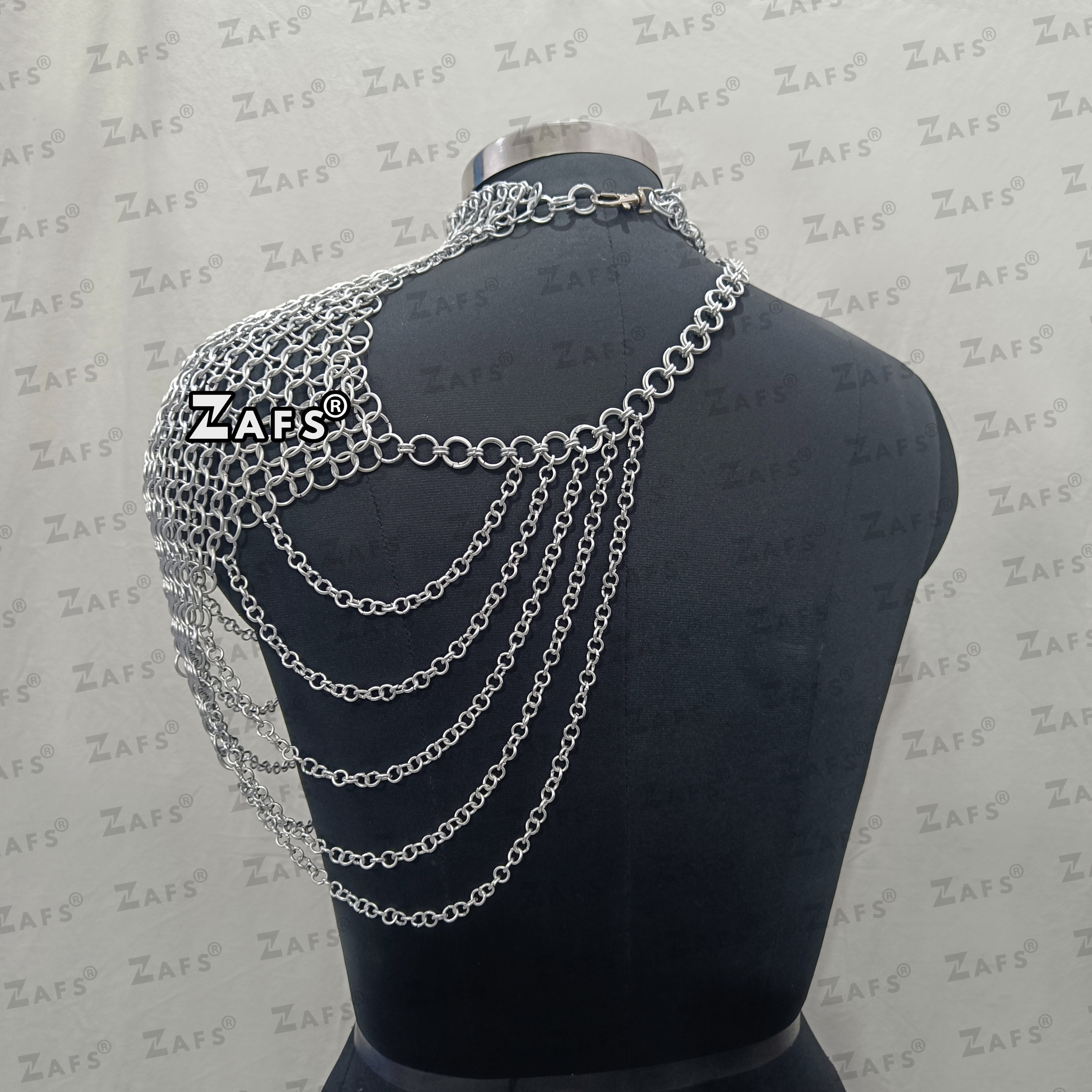 Small Chain Mail Chainmail Shoulder Jewelry Small Chain Layers Aluminum Rave Outfit Neck ...