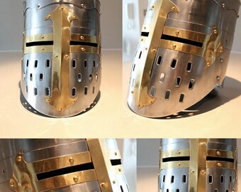 Medieval Templar Knight Crusader Helmet Armor for Sca/Larp/Collection Gift