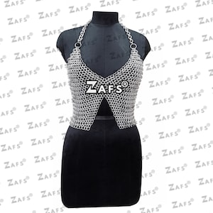 Chainmail Top Bra Aluminum Butted Ring Handmade Medieval Halter Bra Top, Ren Faire Cosplay Costume, Halloween Gift