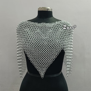 Medieval Chainmail Collar Body Jewelry Aluminum Butted Ring Unique Design Handmade Ren Faire Costume, Festival Gift&#39;s for Women&#39;s