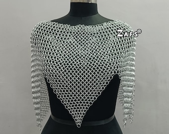 Aluminum Chainmail Collar Medieval Zig Zag Shoulder Armor Renaissance Costume LARP Cosplay